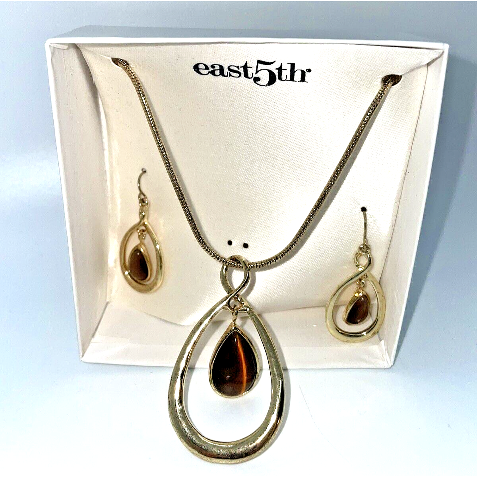East 5th Tigers Eye Necklace And Earrings